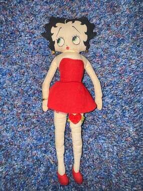 Vintage Play-By-Play Betty Boop Plush Rag Doll in Red Dress with Heart Garter